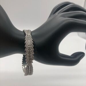 Leaf Braided SilverTone Bangle Bracelet